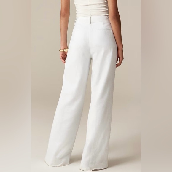 J.Crew NWT Carolina flare pant in stretch linen blend in white - Picture 2 of 7